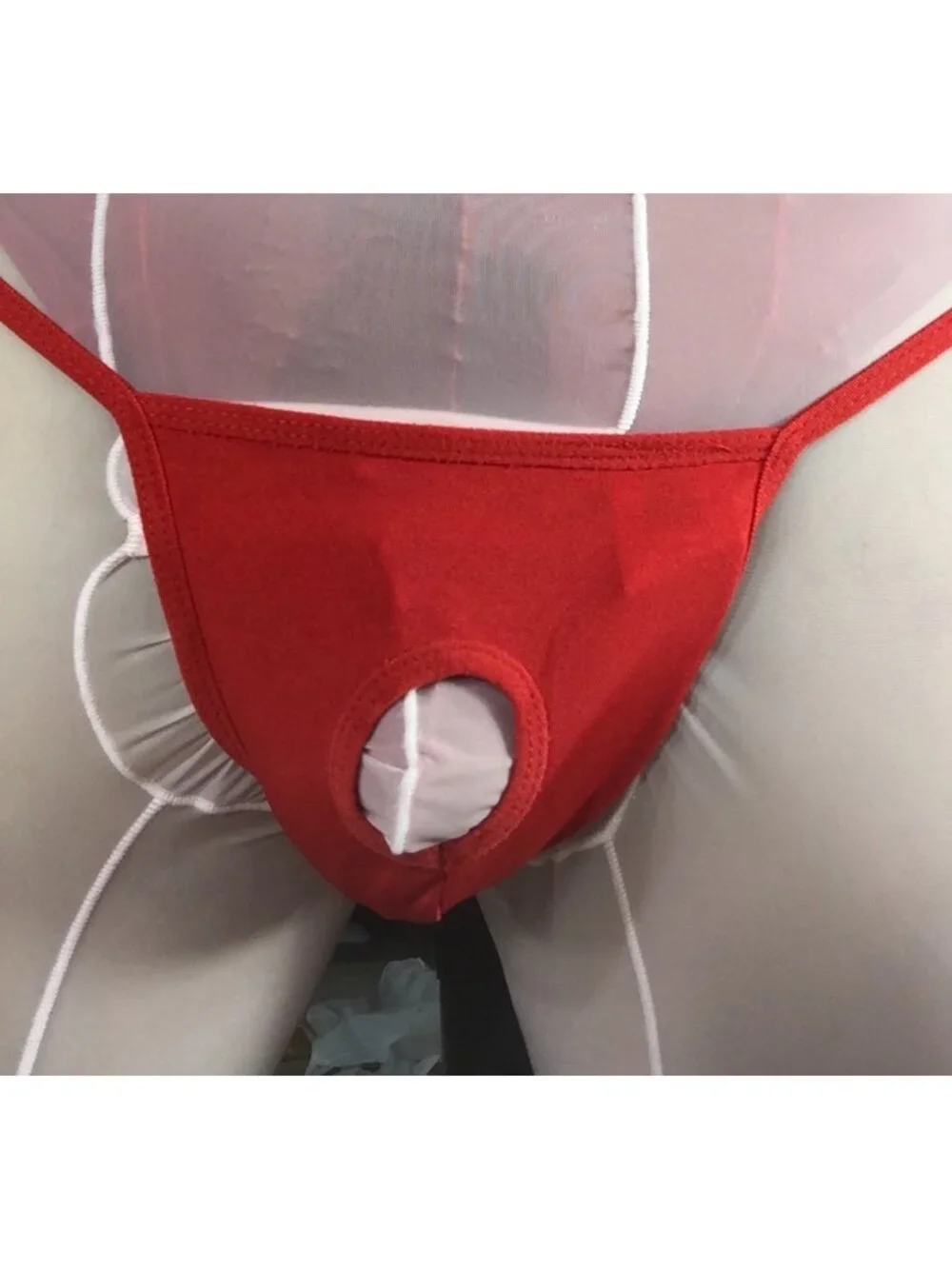 Red Mens G-String Thong Underwear*Cutout Front*Stretchy One-Size*Gay*Sissy*NIP